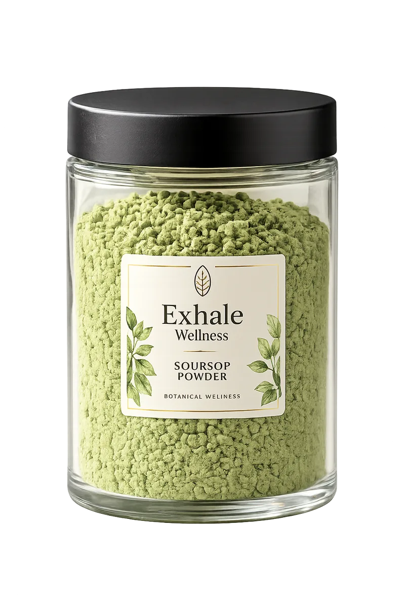 Exhale Wellness soursop powder jar