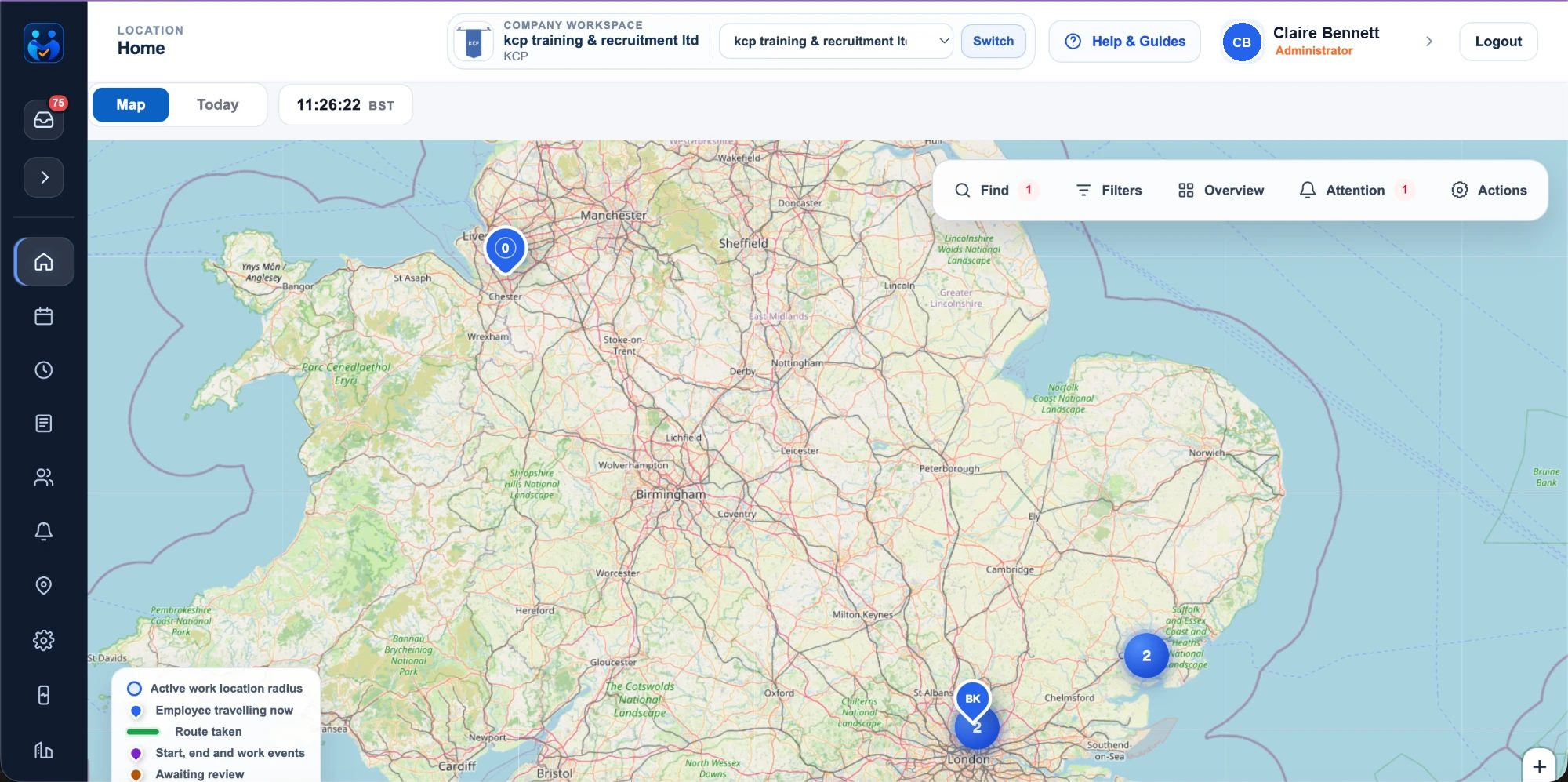 The real Exhale live map: who is on site, travelling or outside their radius across the country